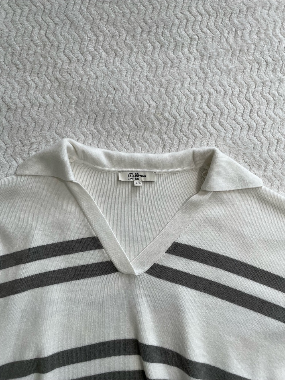 Limited Collection Striped Collared Sweater Knit Top Size Large - Picture 8 of 8
